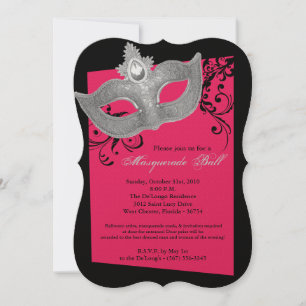 Invitation Mascarade rose chaud mascarade masque costume Hall