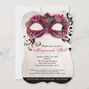 Invitation Mascarade rose Mascarade Masque costume Halloween 