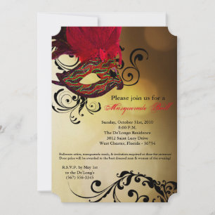 Invitation Mascarade rouge Mascarade Masque costume Halloween