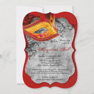 Invitation Mascarade rouge Mascarade Masque costume Halloween