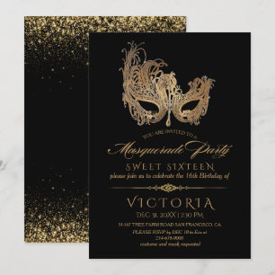 Invitation Mascarade Sweet sixteen or