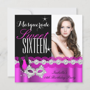 Invitation Mascarade Sweet Sixteen Sweet 16 Rose photo