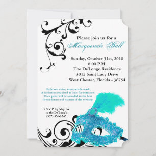 Invitation Mascarade turquoise Mascarade Masque Masque Costum