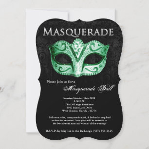 Invitation Mascarade verte Mascarade Masque costume Halloween