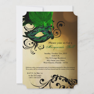 Invitation Mascarade verte Mascarade Masque costume Halloween