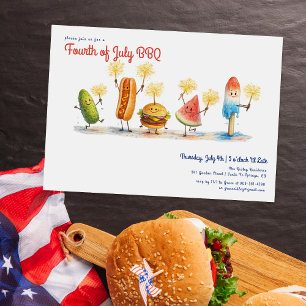 Invitation Mascottes de BBQ du 4 juillet Jour de l'Indépend