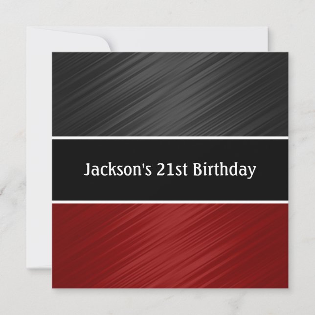 Invitation Masculine Black Dark Red Stripes (Devant)