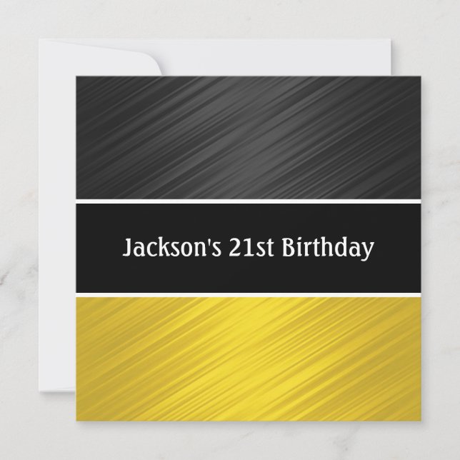 Invitation Masculine Black Yellow Stripes (Devant)
