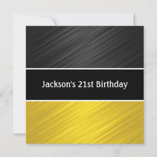 Invitation Masculine Black Yellow Stripes