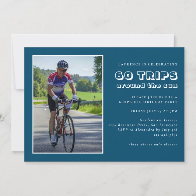 Invitation Masculine Bleu Blanc 60e anniversaire Photo Invita (Devant)