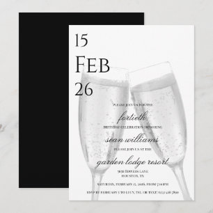 Invitation Masculine Champagne 40e fête d'anniversaire