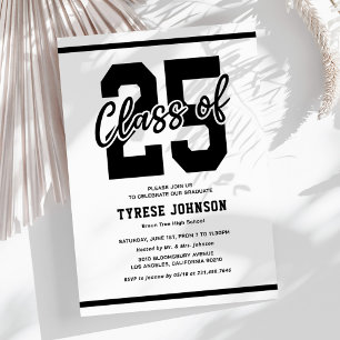 Invitation Masculine noir blanc fête de graduation