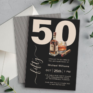 Invitation Masculine Whiskey et Cigars 50e fête d'anniversair