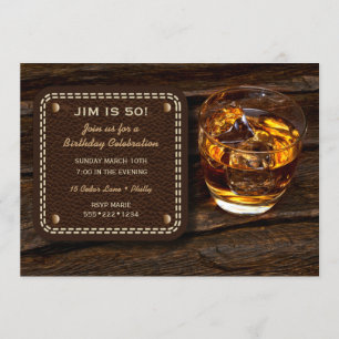 Invitation Masculine Whiskey Scotch Cuir en bois