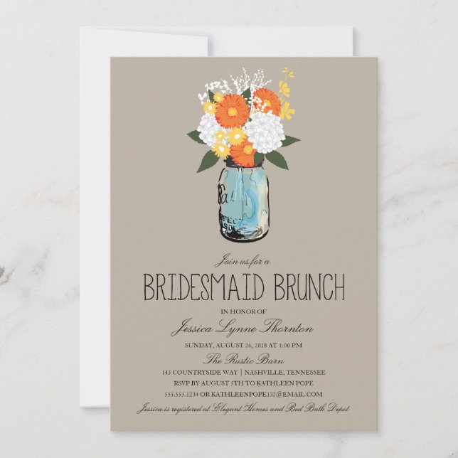 Invitation Mason de fleurs d'agrumes | Bridesmaid Brunch (Devant)