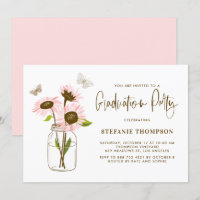 Mason Jar avec Pink Sunflowers Graduation Party