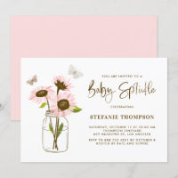 Mason Jar avec Sunflower rose Bébé saupoudré