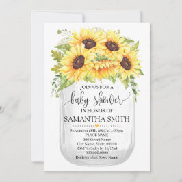 Invitation Mason jar baby shower tournesols pays chic