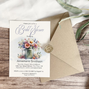 Invitation Mason Jar Bouquet Floral Fête des mariées