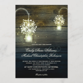 Invitation Mason Jar brillant Lumières fleuris rustique maria