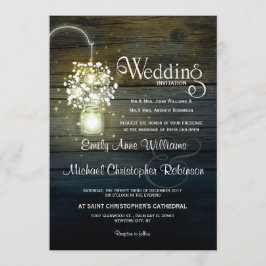 Invitation Mason Jar brillant Lumières fleuris rustique maria