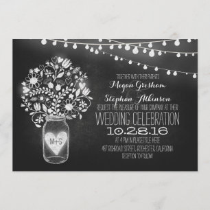 Invitation mason jar chalkboard lumières mariage invite