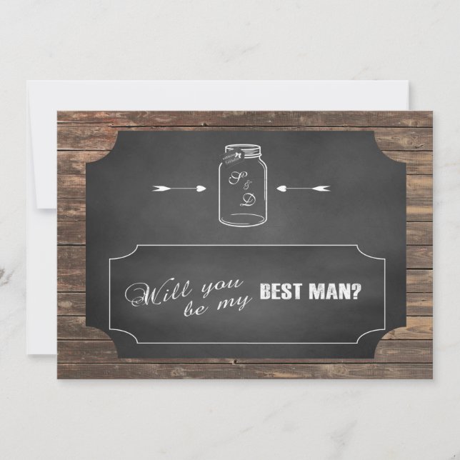 Invitation Mason Jar Chalkoard Serez-Vous Mon Meilleur Homme  (Devant)