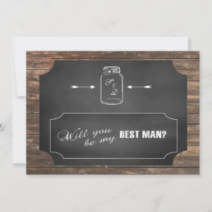 Invitation Mason Jar Chalkoard Serez-Vous Mon Meilleur Homme 