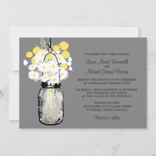 Invitation Mason Jar Daisies sauvages et Billy Balls