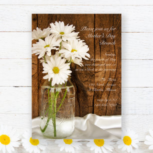 Invitation Mason Jar et Daisies Country Mère's Day Brunch