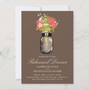 Invitation Mason Jar et dîner de répétition Fleur sauvage
