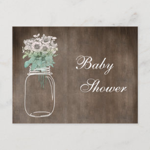 Invitation Mason Jar et Fleurs sauvages Baby shower rustique