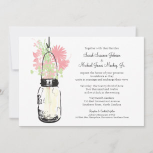 Invitation Mason Jar et Mariage Fleur sauvage