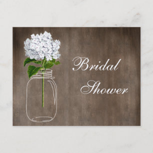 Invitation Mason Jar et White Hydrangea Fête de l'mariée russ