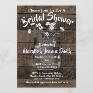 Invitation Mason Jar Fleurs blanches
