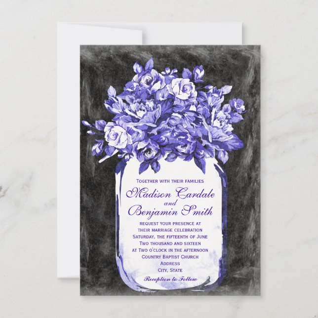 Invitation Mason Jar Flower Chalkboard Wedboard Wedding Maria (Devant)