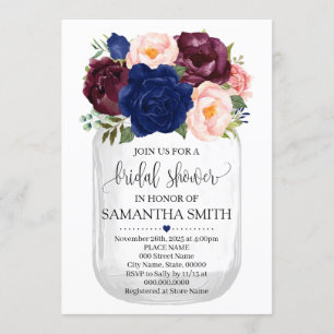 Invitation Mason jar nuptiale douche marine floral pays chic