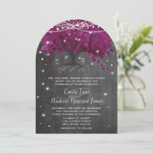 Invitation Mason Jar Orchid Chalkboard Heart Leaf Tree