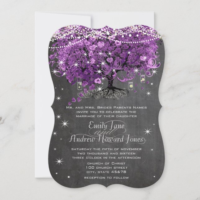 Invitation Mason Jar Radiant violet Mariage (Devant)