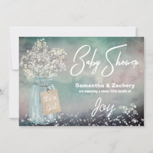 Invitation *~* Mason Jar Rustic Baby Respiration Baby shower