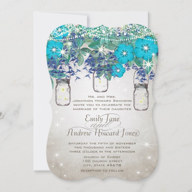Invitation Mason Jar sous les étoiles rustique et romantique (Devant)