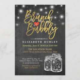 Invitation Mason Jar String Lights Chalkboard Brunch & Bubbly