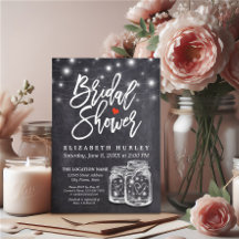 Mason Jar & String Lights Chalkboard Fête des mari