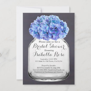 Invitation Mason jarre bleu hydrangea douche nuptiale hydrang