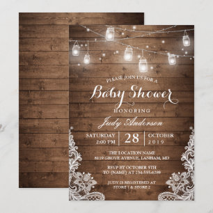 Invitation Mason Jars illumine le Baby shower en dentelle de