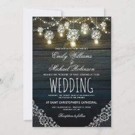 Invitation Mason Jars Lumières à cordes Élégant Mariage rusti