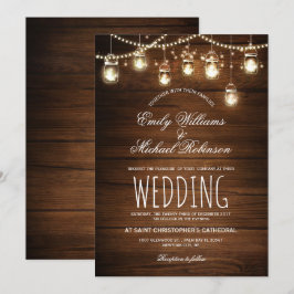 Invitation Mason Jars Lumières à cordes Élégant Mariage rusti