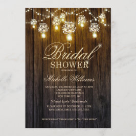 Invitation Mason Jars String Lights Elégante douche nuptiale