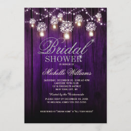 Invitation Mason Jars String Lights Elégante douche nuptiale