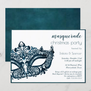 Invitation Masquage Turquoise Mardi Gras Thème Noël